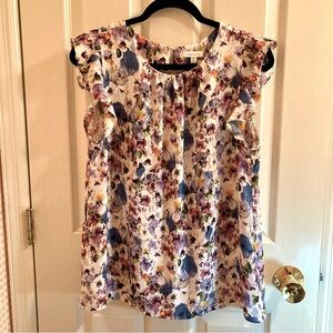 Floral Ruffle Sleeve Top by Alex & lili.